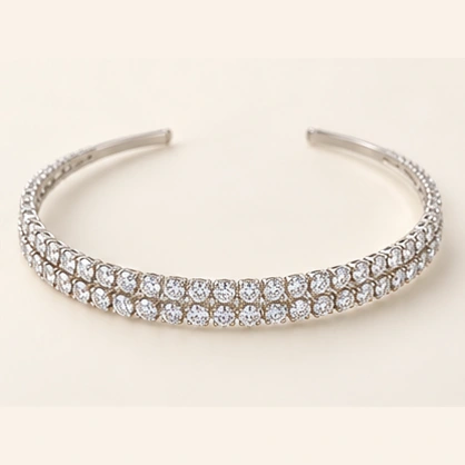Céleste Double Row Headband, silver-tone with clear cubic zirconia